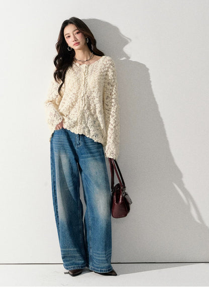 Lafreedom LAF351002 Versatile Semi-Transparent Crewneck Sweater