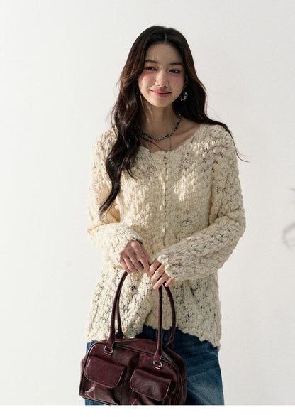 Lafreedom LAF351002 Versatile Semi-Transparent Crewneck Sweater