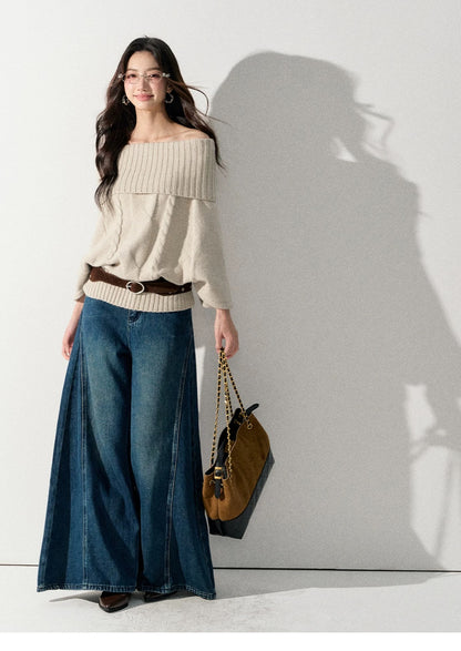 Lafreedom LAF351003 Lazy-chic loose off shoulder knit sweater