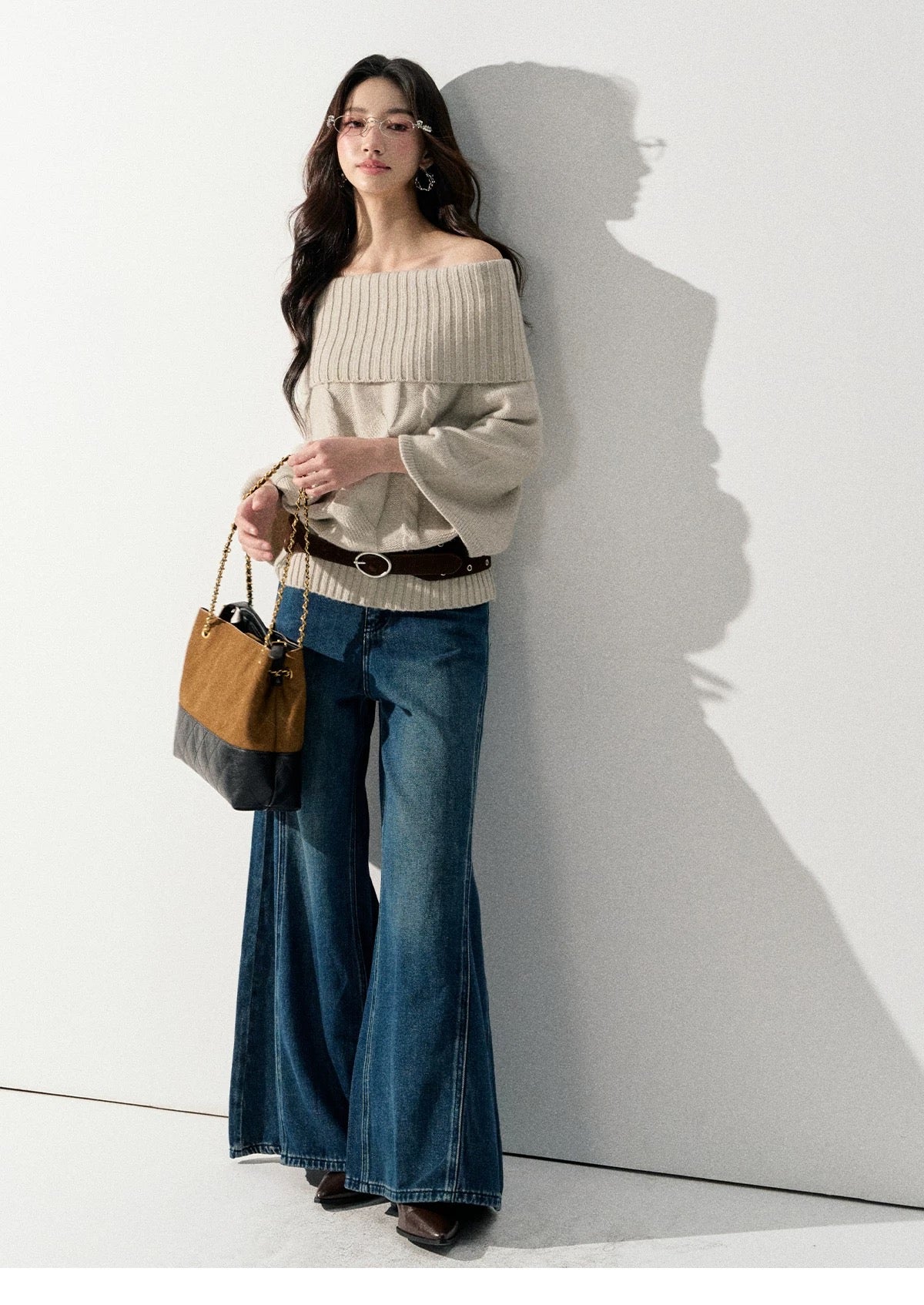 Lafreedom LAF351003 Lazy-chic loose off shoulder knit sweater