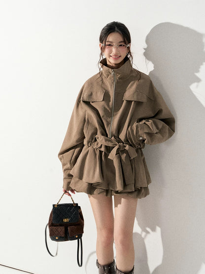 Lafreedom LAF351005 Lazy style stand up collar windbreaker jacket