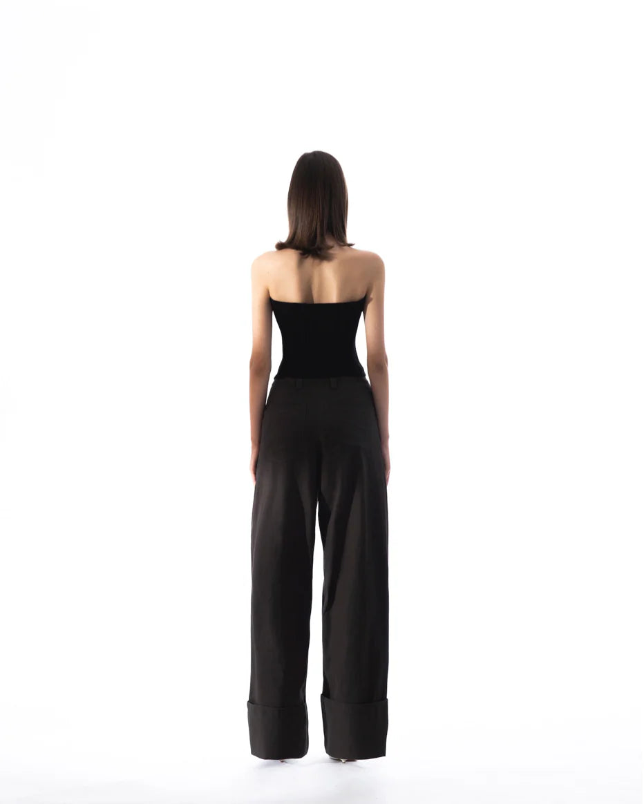 Huelleyrose SALE FOLD HIGH WAIST PANTS