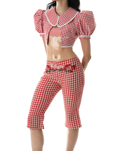 Huelleyrose SALE RHODA GINGHAM CARPI PANTS