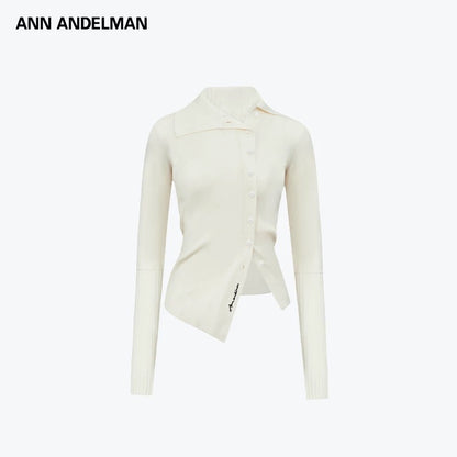 ANN ANDELMAN [Star Style] Asymmetric Knitted Shirt Top