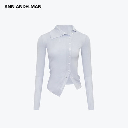 ANN ANDELMAN [Star Style] Asymmetric Knitted Shirt Top