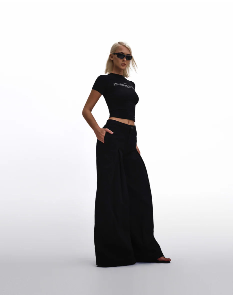 Huelleyrose SALE KHAKI WIDE LEG PANTS - BEIGE