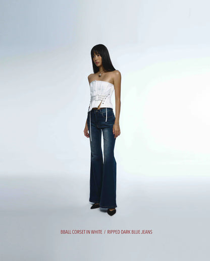 Huelleyrose SALE RIPPED DARK BLUE JEANS