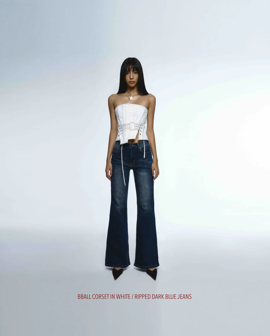 Huelleyrose SALE RIPPED DARK BLUE JEANS