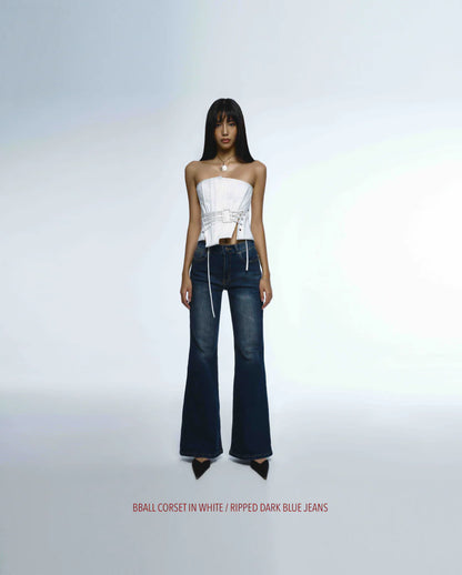 Huelleyrose SALE RIPPED DARK BLUE JEANS