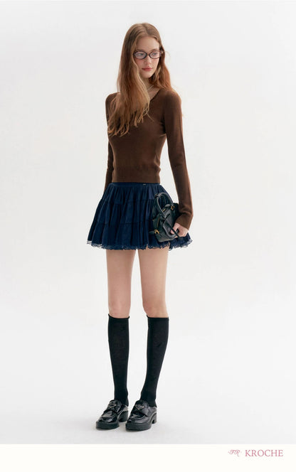 Kroche French style lace patchwork tiered skirt