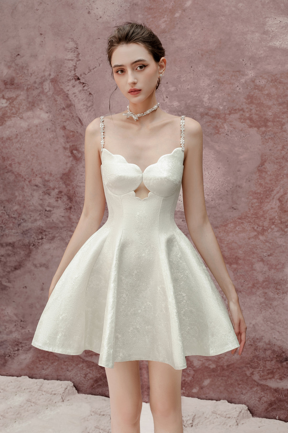 Beloved Eloise Dress (WITH PEARL &amp; CRYSTAL NECKLACE)