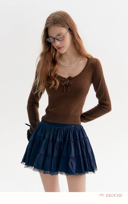 Kroche Lace slim fit long sleeved knitted sweater