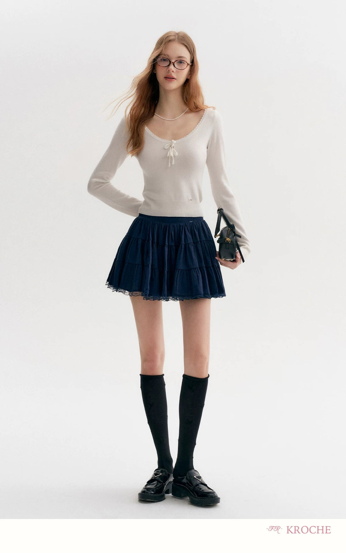 Kroche Lace slim fit long sleeved knitted sweater