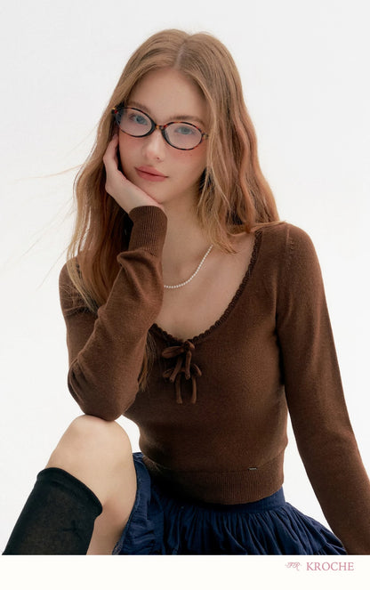 Kroche Lace slim fit long sleeved knitted sweater