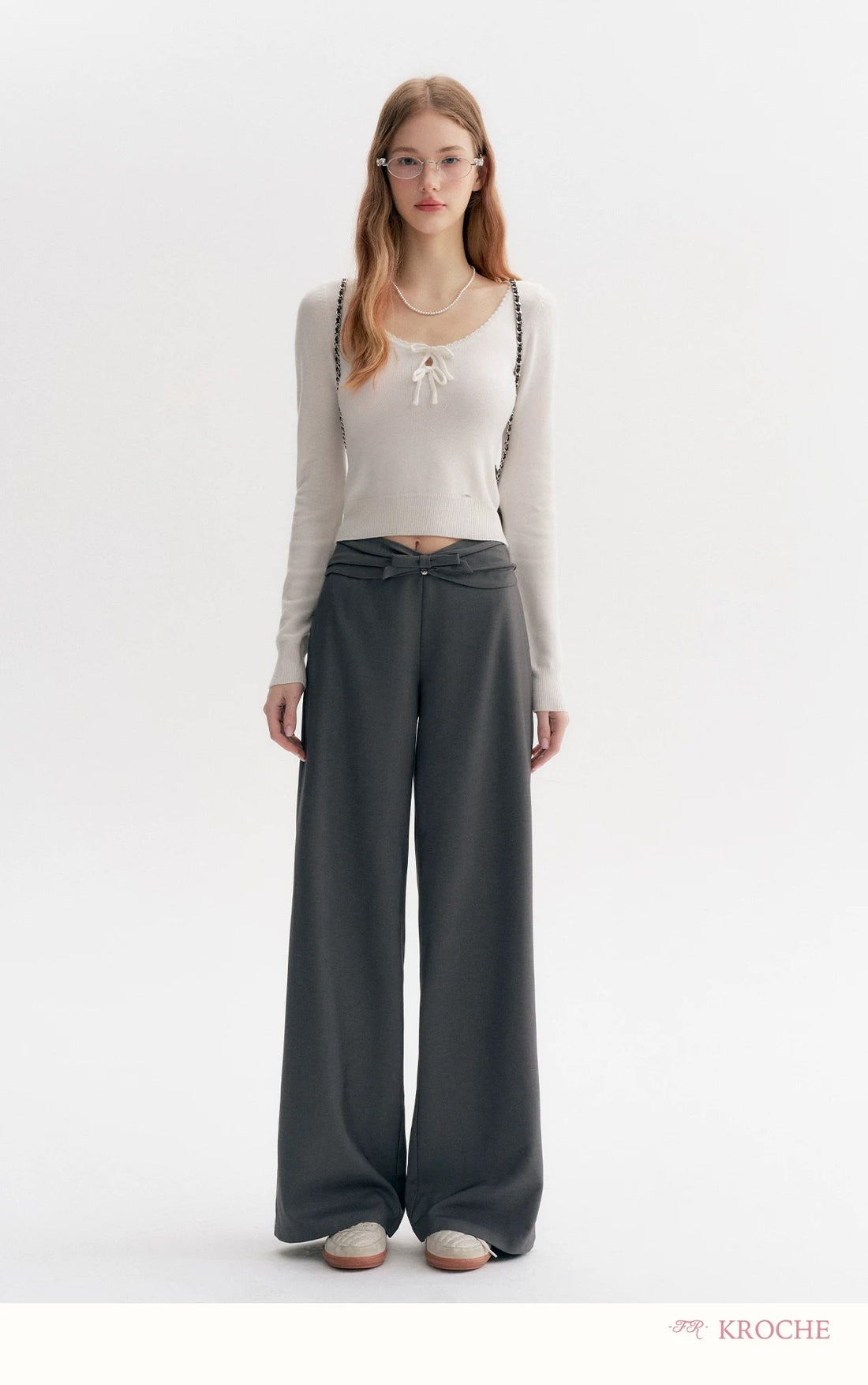 Kroche 3D bow loose casual pants
