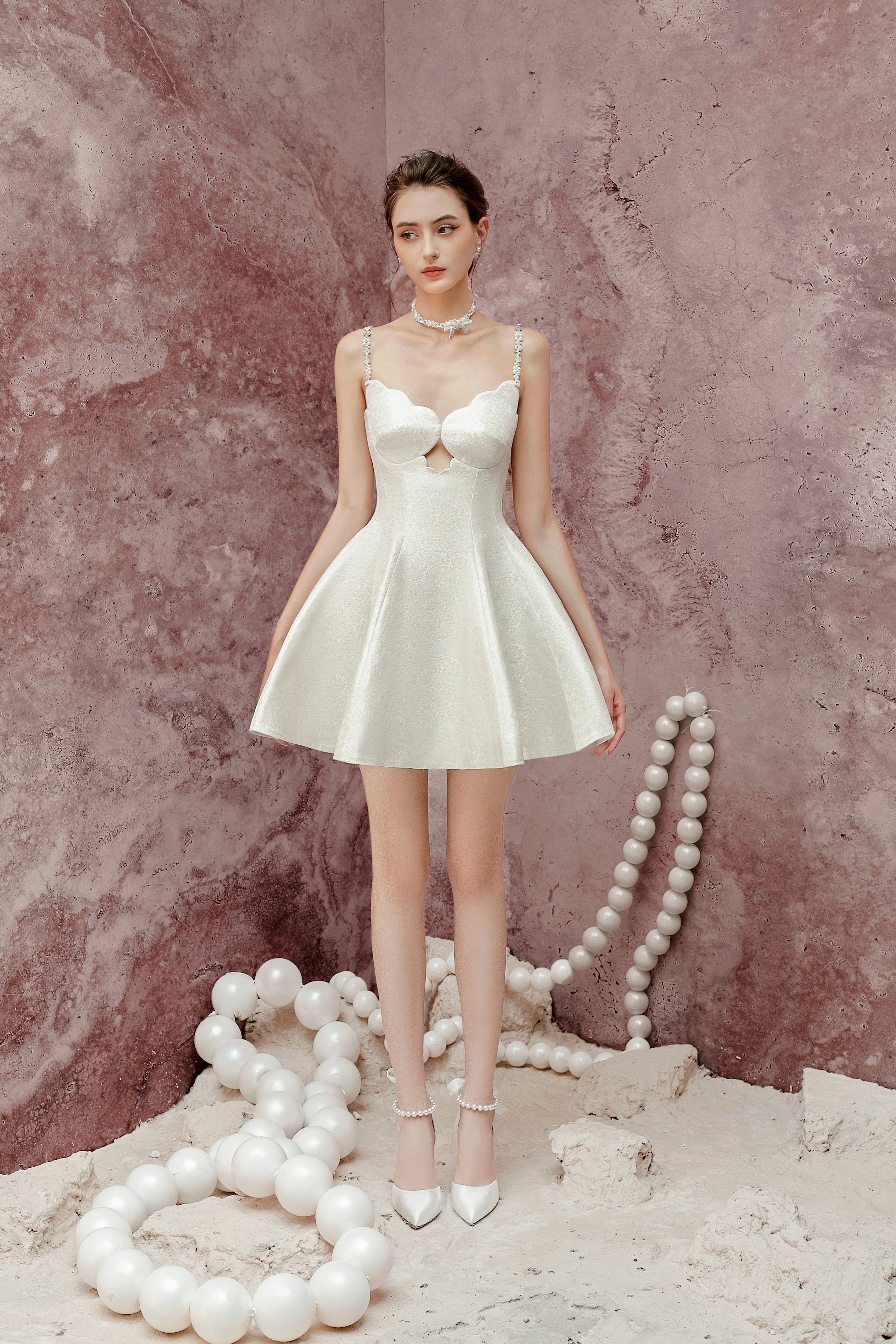 Beloved Eloise Dress (WITH PEARL &amp; CRYSTAL NECKLACE)