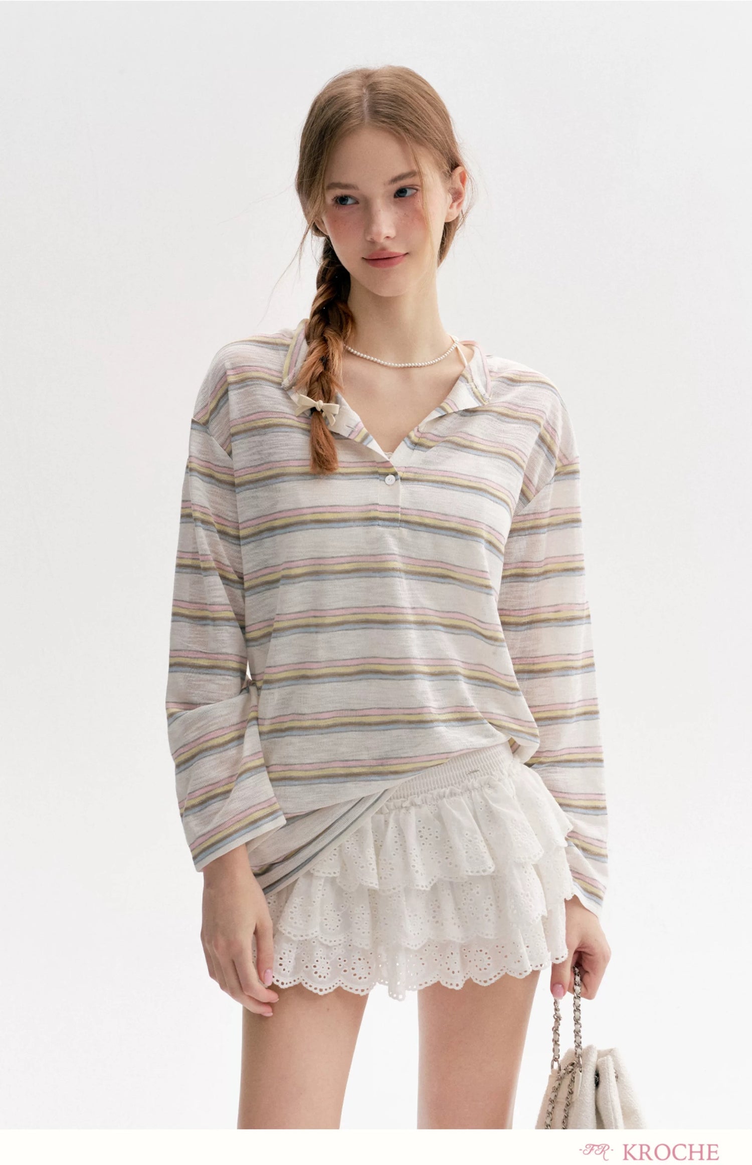 Kroche Loose polo shirt long sleeved T-shirt