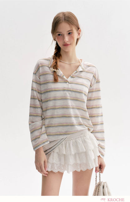 Kroche Loose polo shirt long sleeved T-shirt