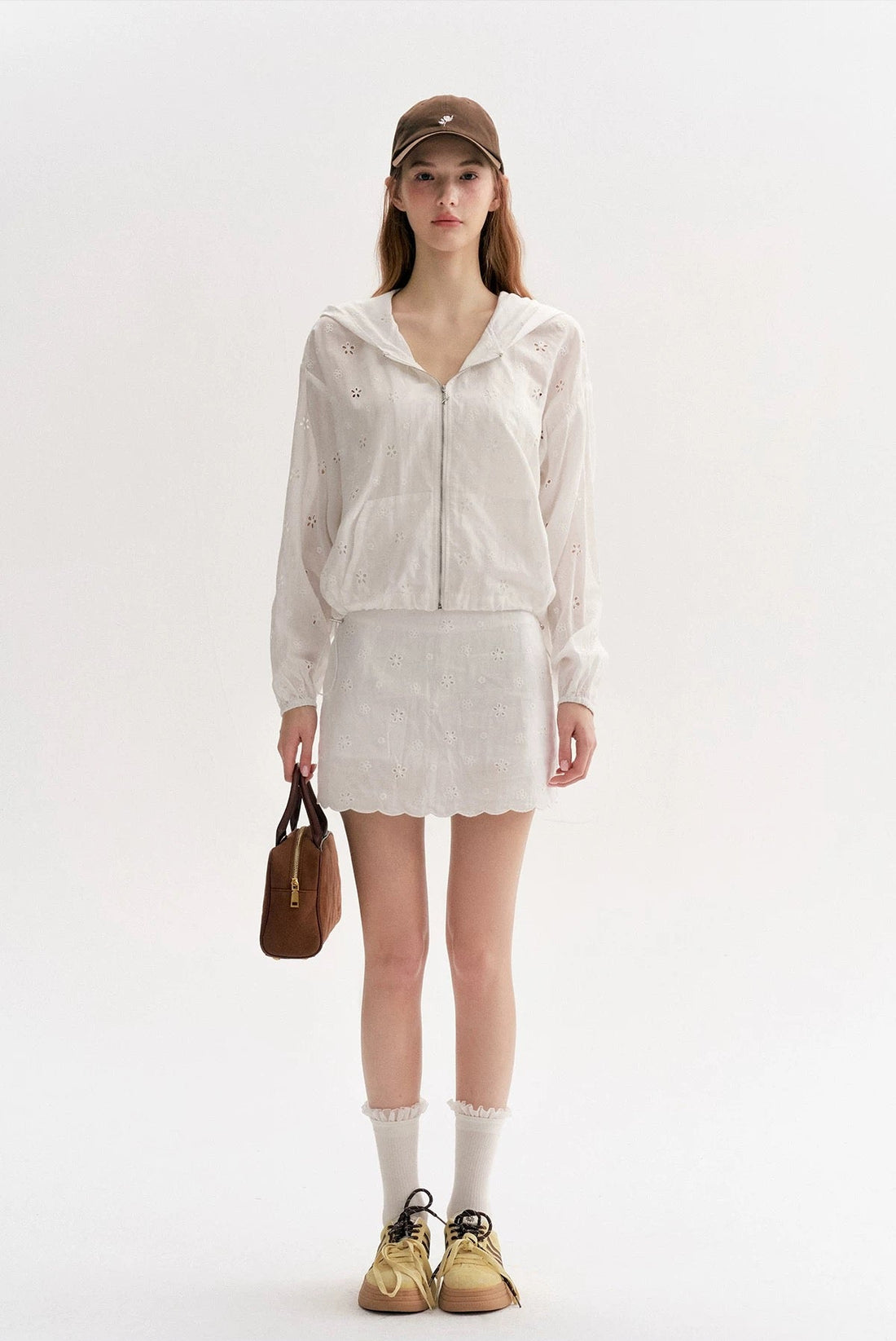Kroche Lace loose short hooded jacket