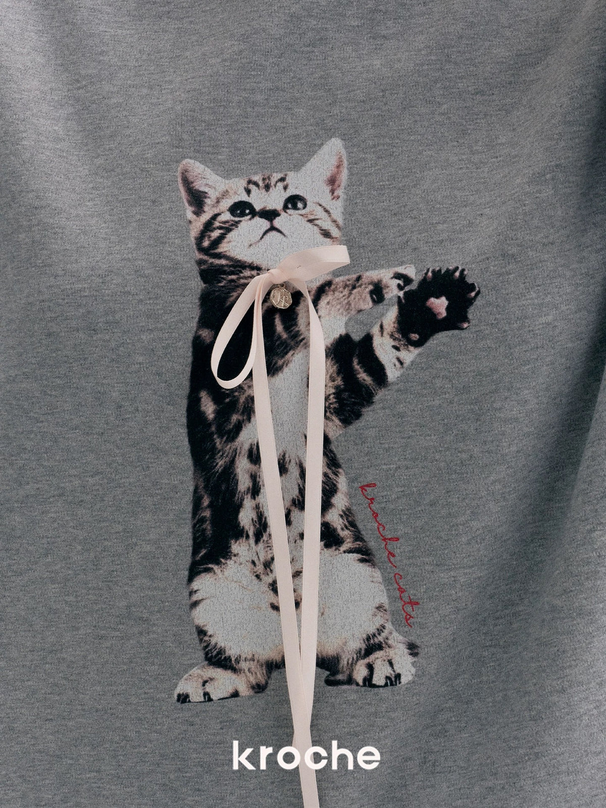 Kroche Cat printed loose long sleeved T-shirt
