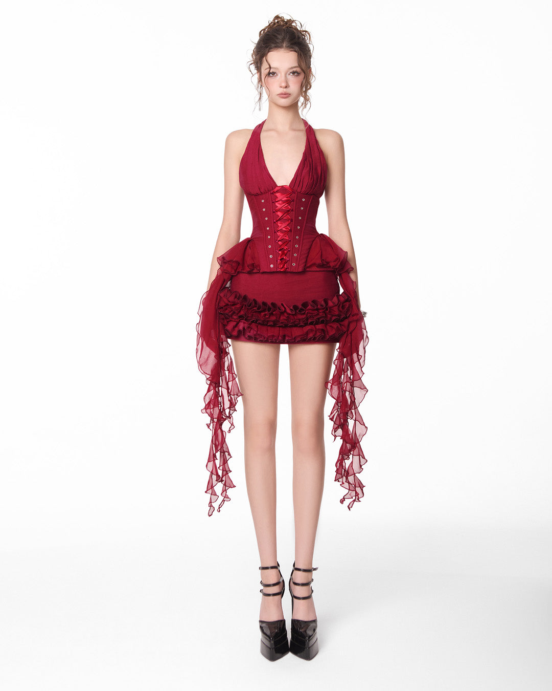 By JENNY Poise Top &amp; Poise Skirt (Red)