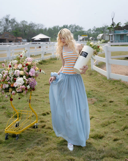 SWAN Closet Colorful striped camisole dress