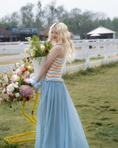 SWAN Closet Colorful striped camisole dress