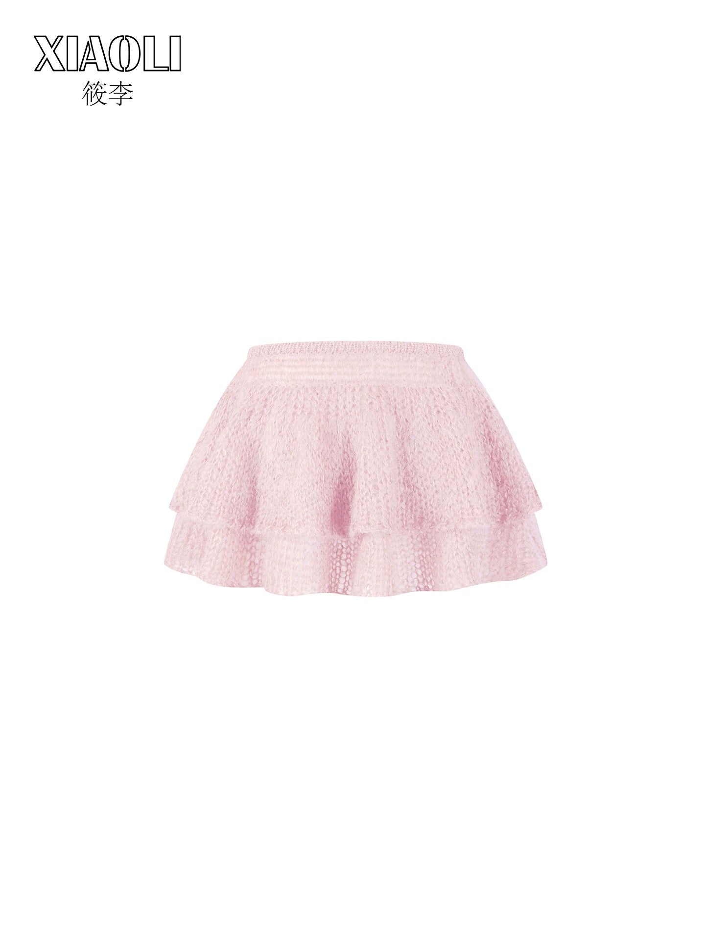 XIAOLI Solid color knitted skirt (Pink)