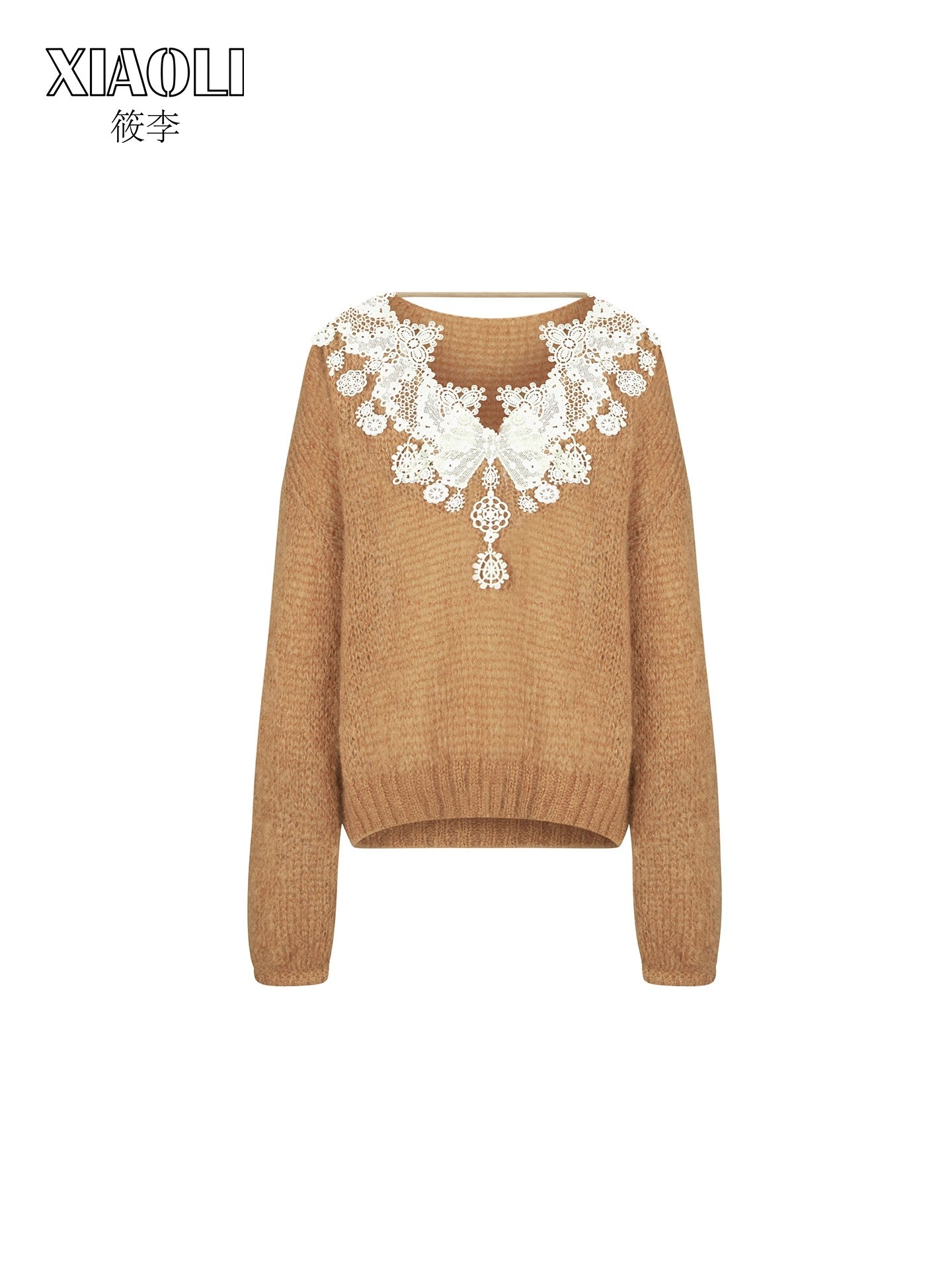 XIAOLI Leisure pullover lace sweater (Khaki)