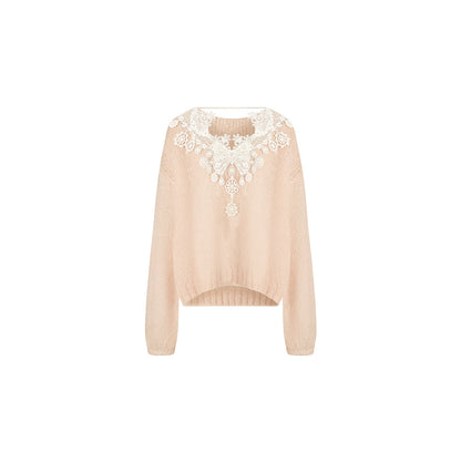 XIAOLI Leisure pullover lace sweater &amp; skirt (3color)