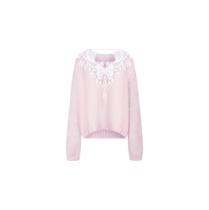 XIAOLI Leisure pullover lace sweater &amp; skirt (3color)