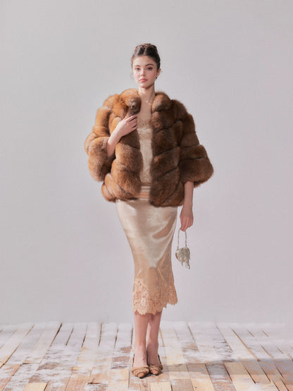 YZZI HE Fox fur short coat