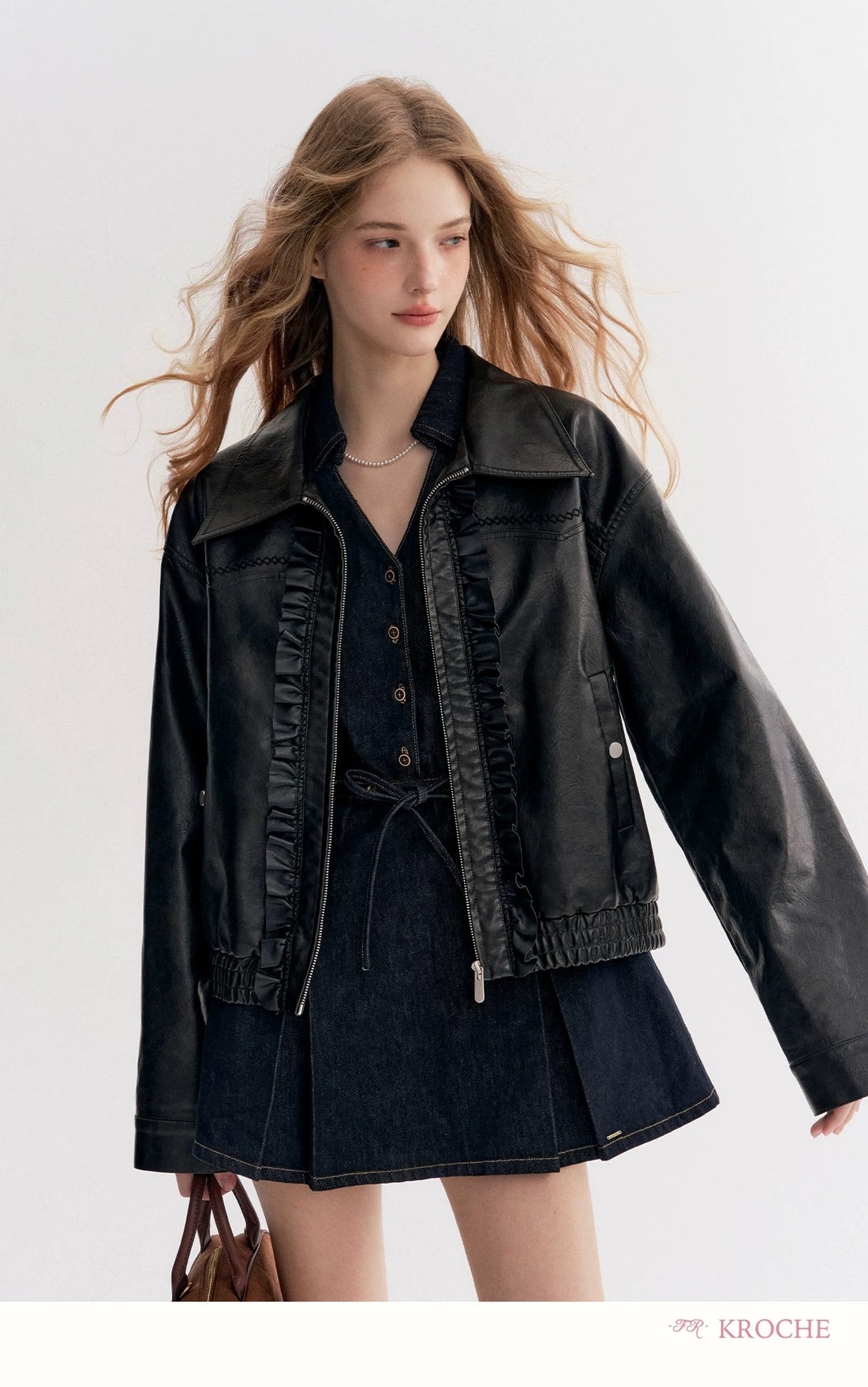 Kroche Denim lace up waist cinching dress