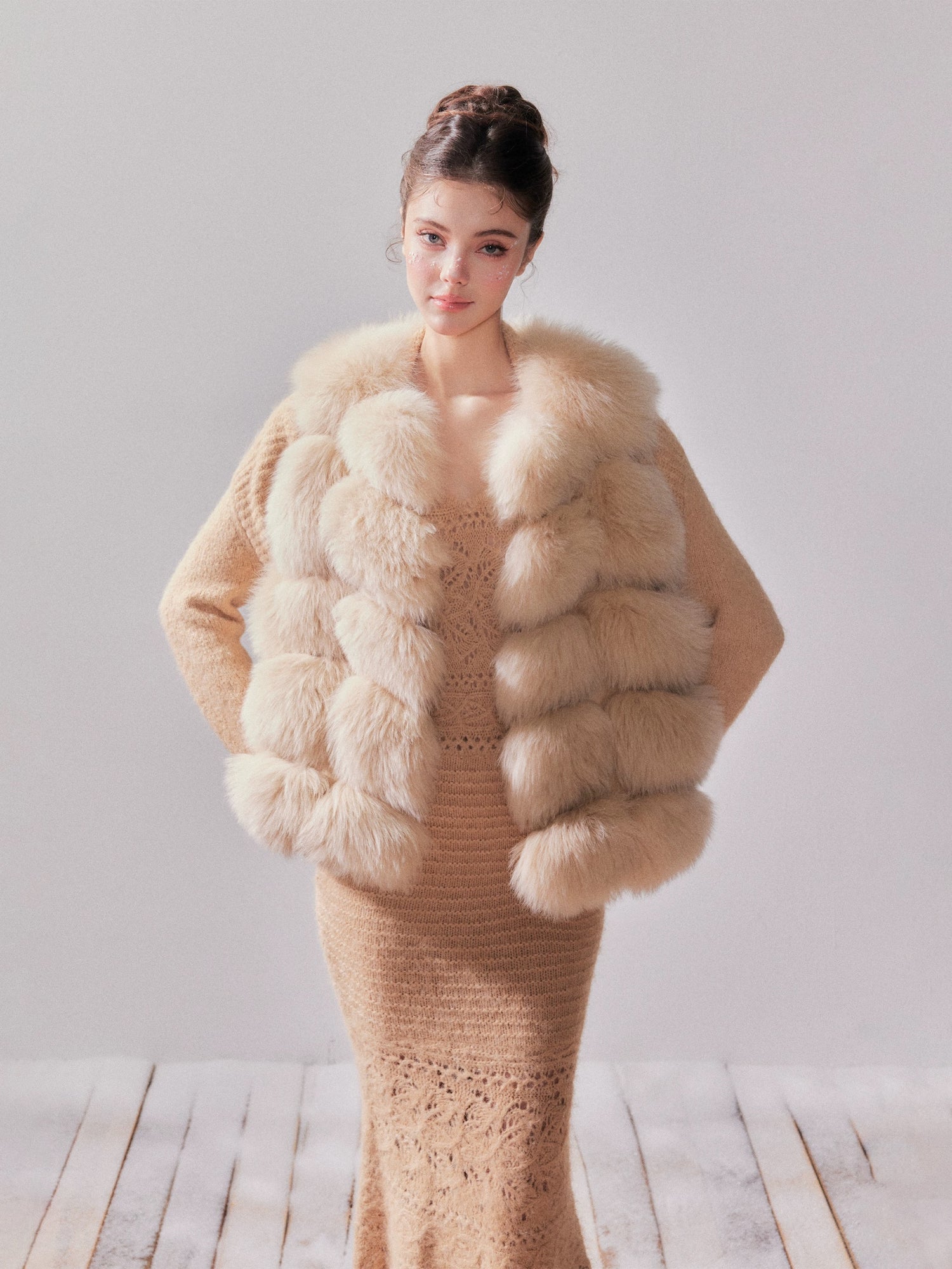 YZZI HE Fox fur coat vest