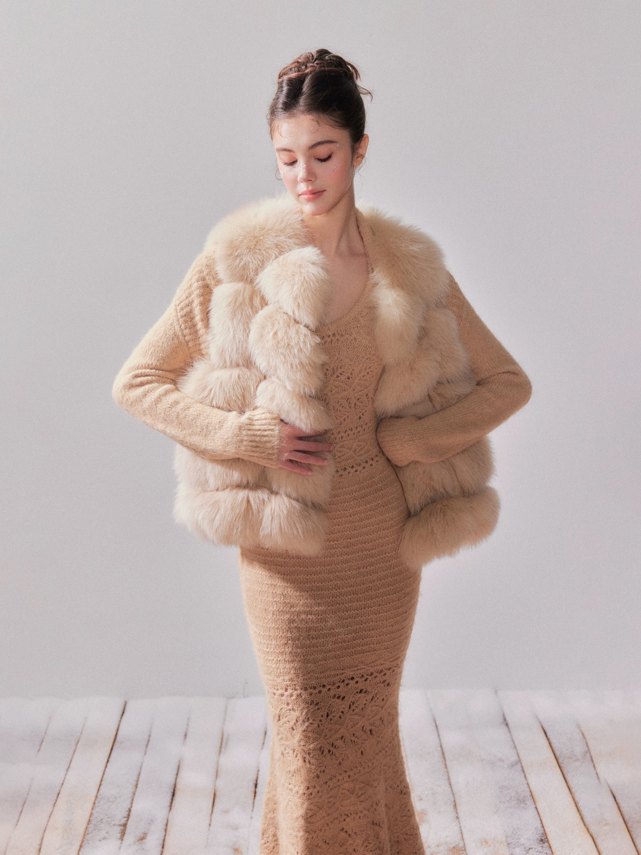 YZZI HE Fox fur coat vest