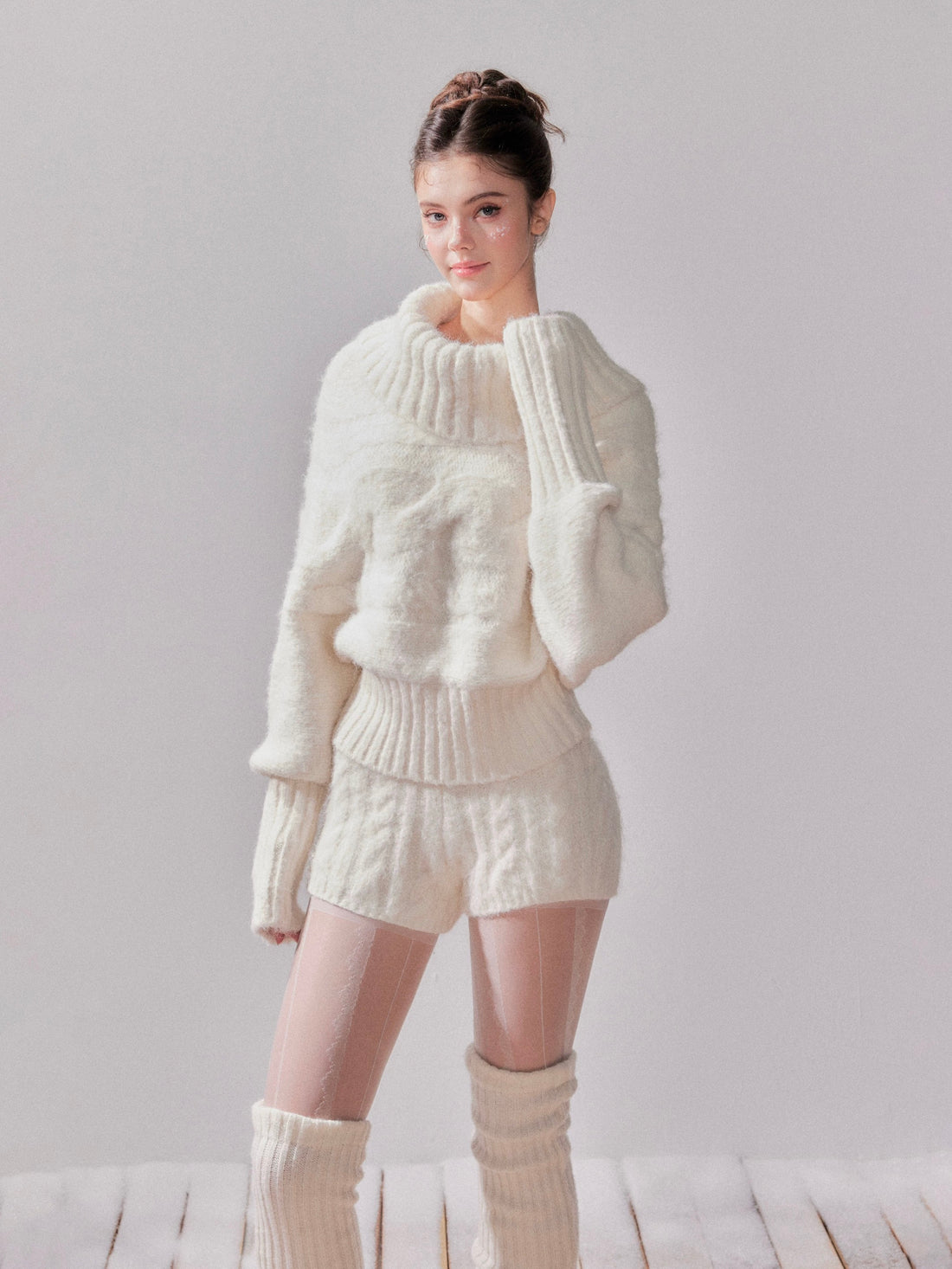 YZZI HE Off shoulder sweater + skirt set