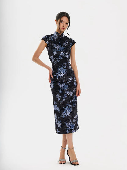 FIND YA WINGS Light velvet classic Neo-Chinese style dress