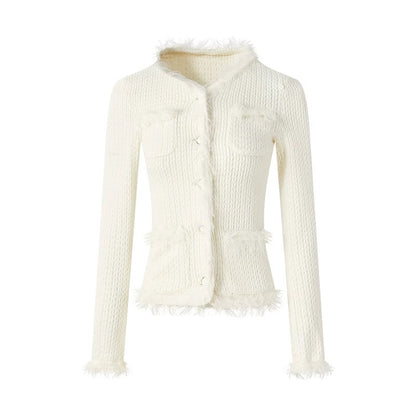 FIND YA WINGS White French-style fluffy knit set