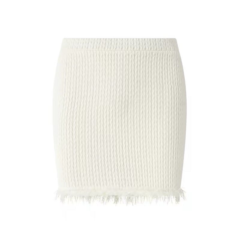 FIND YA WINGS White French-style fluffy knit set