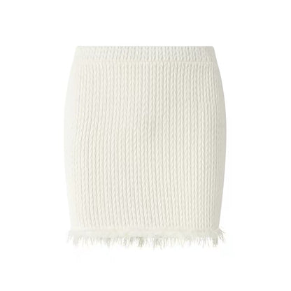 FIND YA WINGS White French-style fluffy knit set