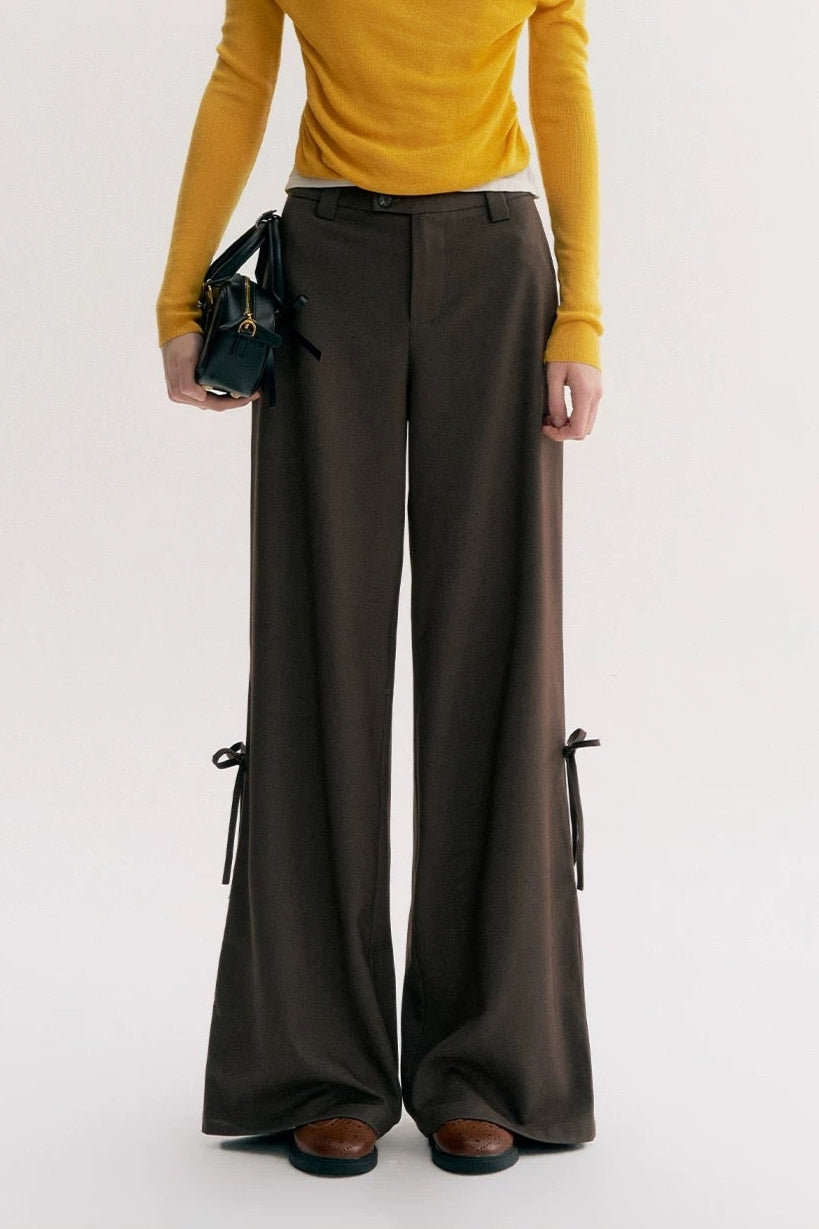 Kroche 3D lace up bow wide leg suit pants