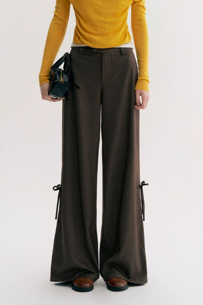 Kroche 3D lace up bow wide leg suit pants