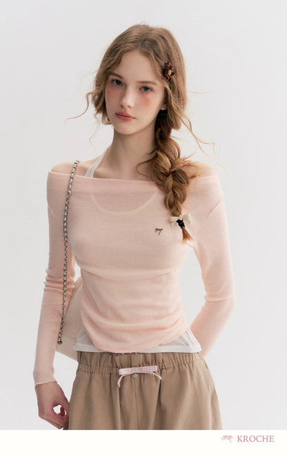 Kroche Color blocking checkered patchwork wide leg pants