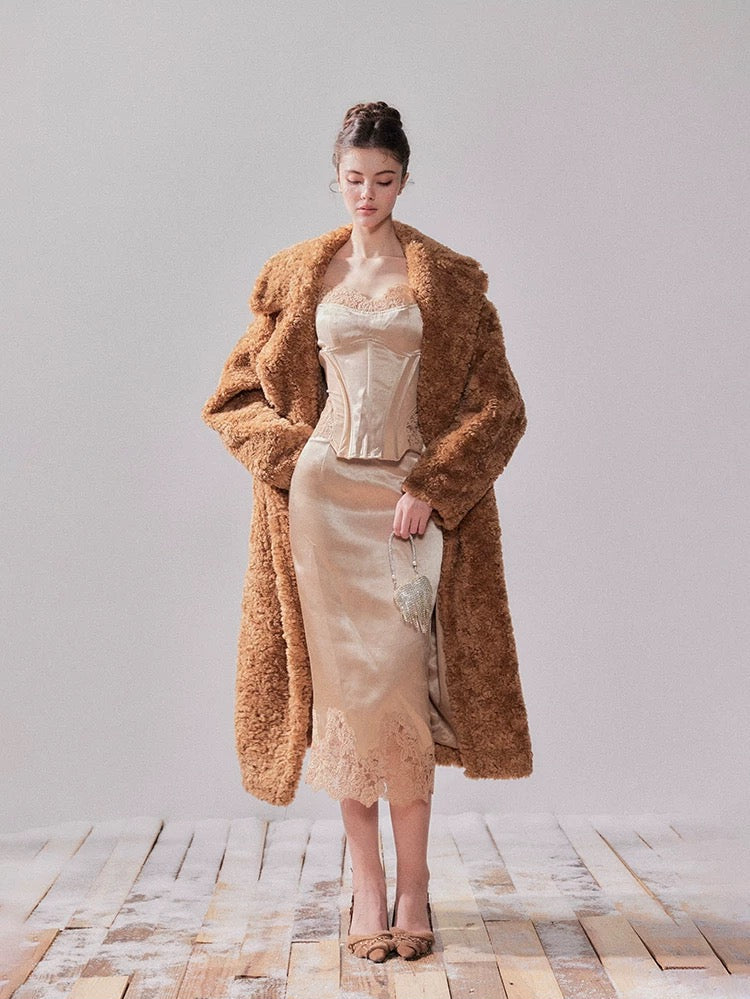 YZZI HE Silhouette lamb wool coat