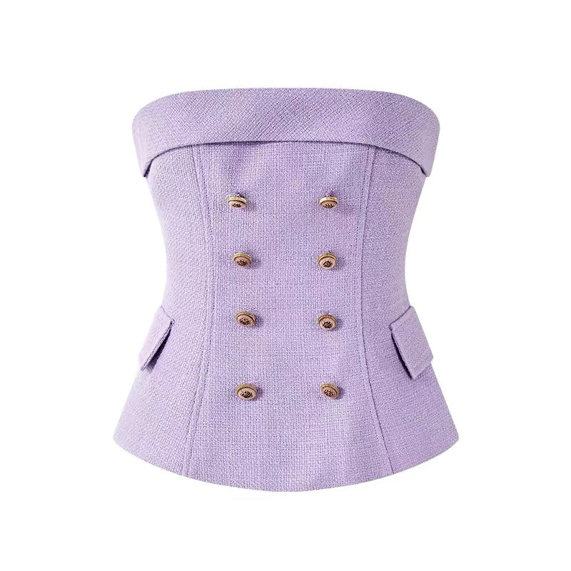 FIND YA WINGS Purple minimalist strapless waist cinching set