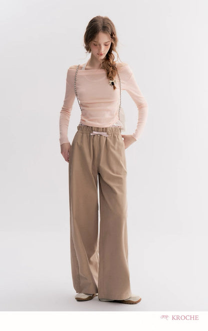 Kroche Fake two-piece pleated one shoulder knitted sweater