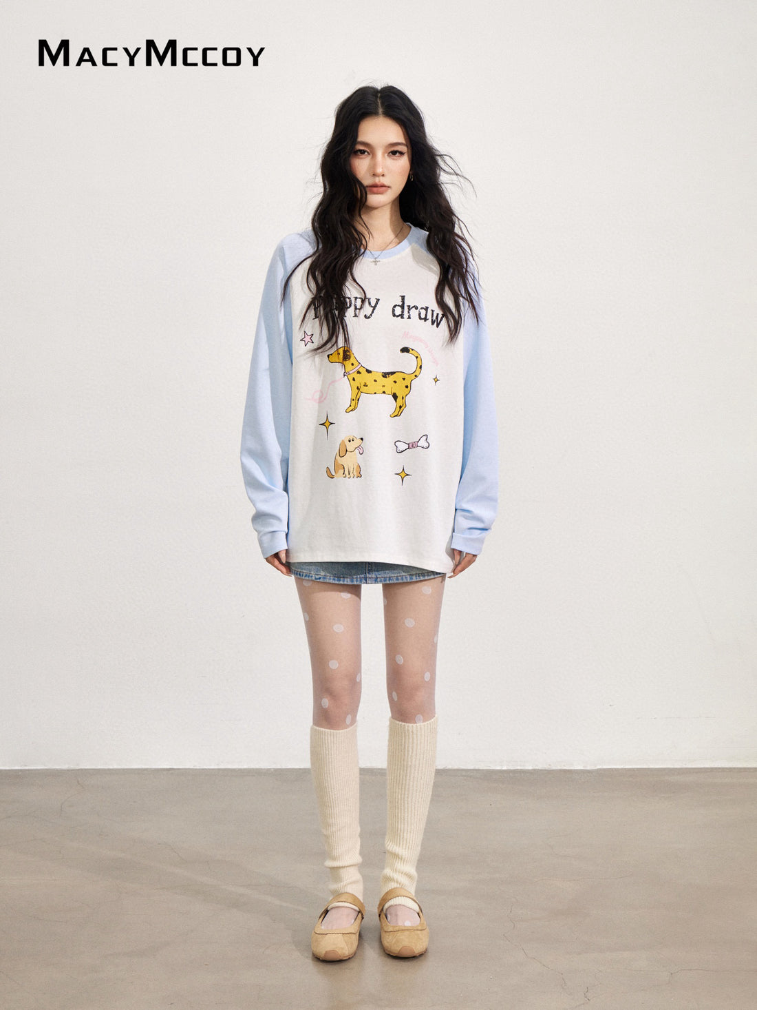 MacyMccoy MMC2025146 Cartoon graffiti dog printed T-shirt