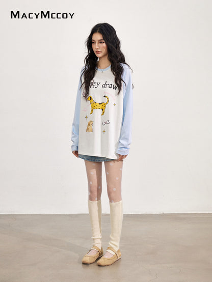 MacyMccoy MMC2025146 Cartoon graffiti dog printed T-shirt