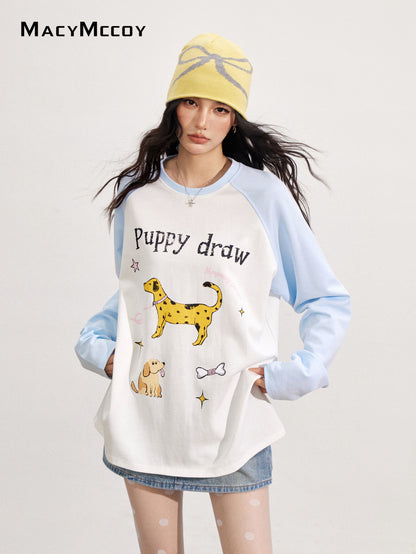 MacyMccoy MMC2025146 Cartoon graffiti dog printed T-shirt