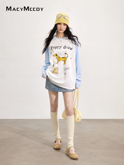 MacyMccoy MMC2025146 Cartoon graffiti dog printed T-shirt
